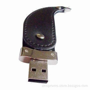 Leather Swivel Cap USB Memory Stick, Sized 90 x 26 x 12mm